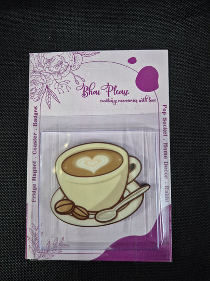 A magnetic quote magnet saying "Coffee Love."