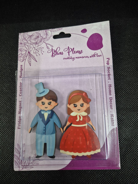 Doll Couple Wooden Fridge Magnet