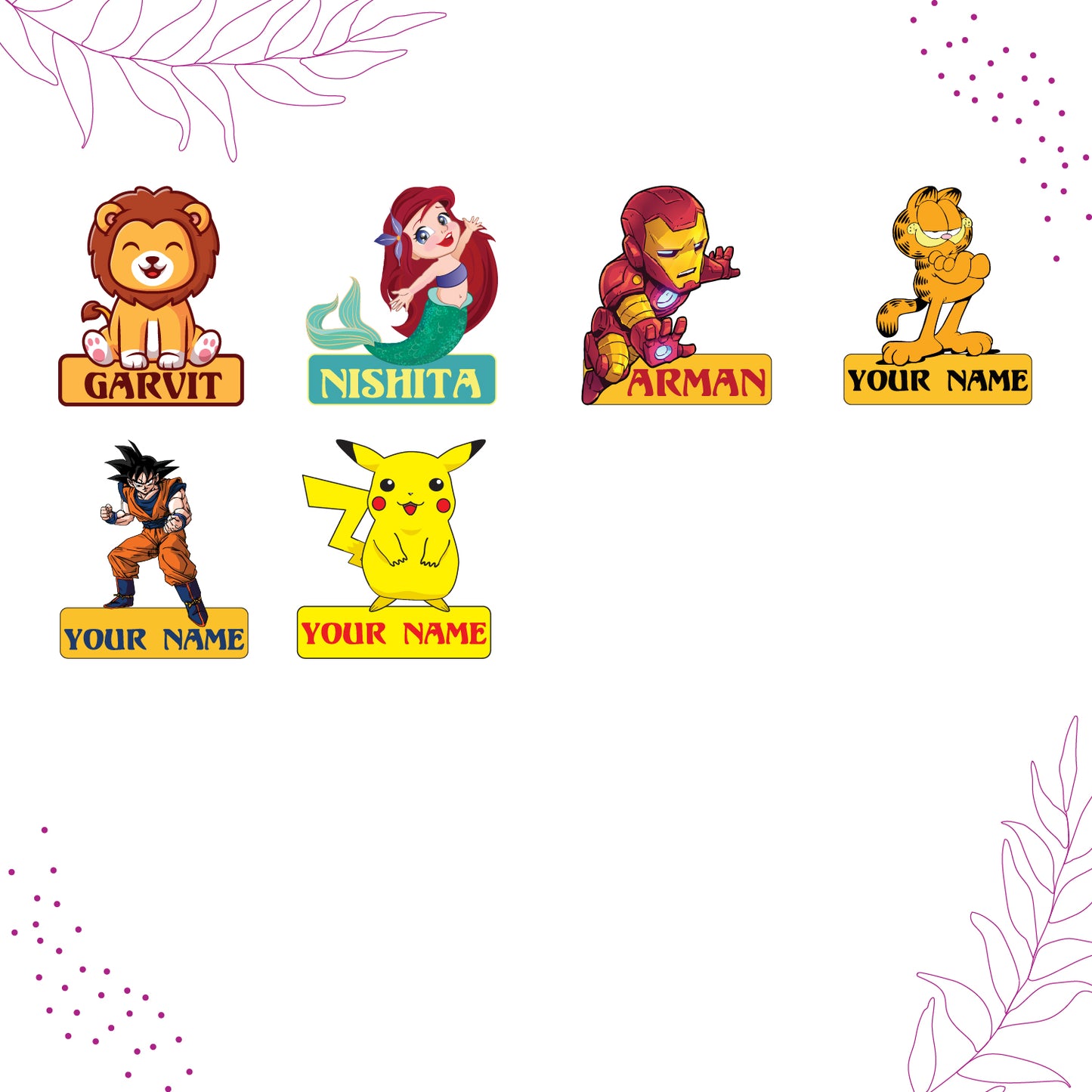 Cartoon Theme Name Personalized Fridge Magnet