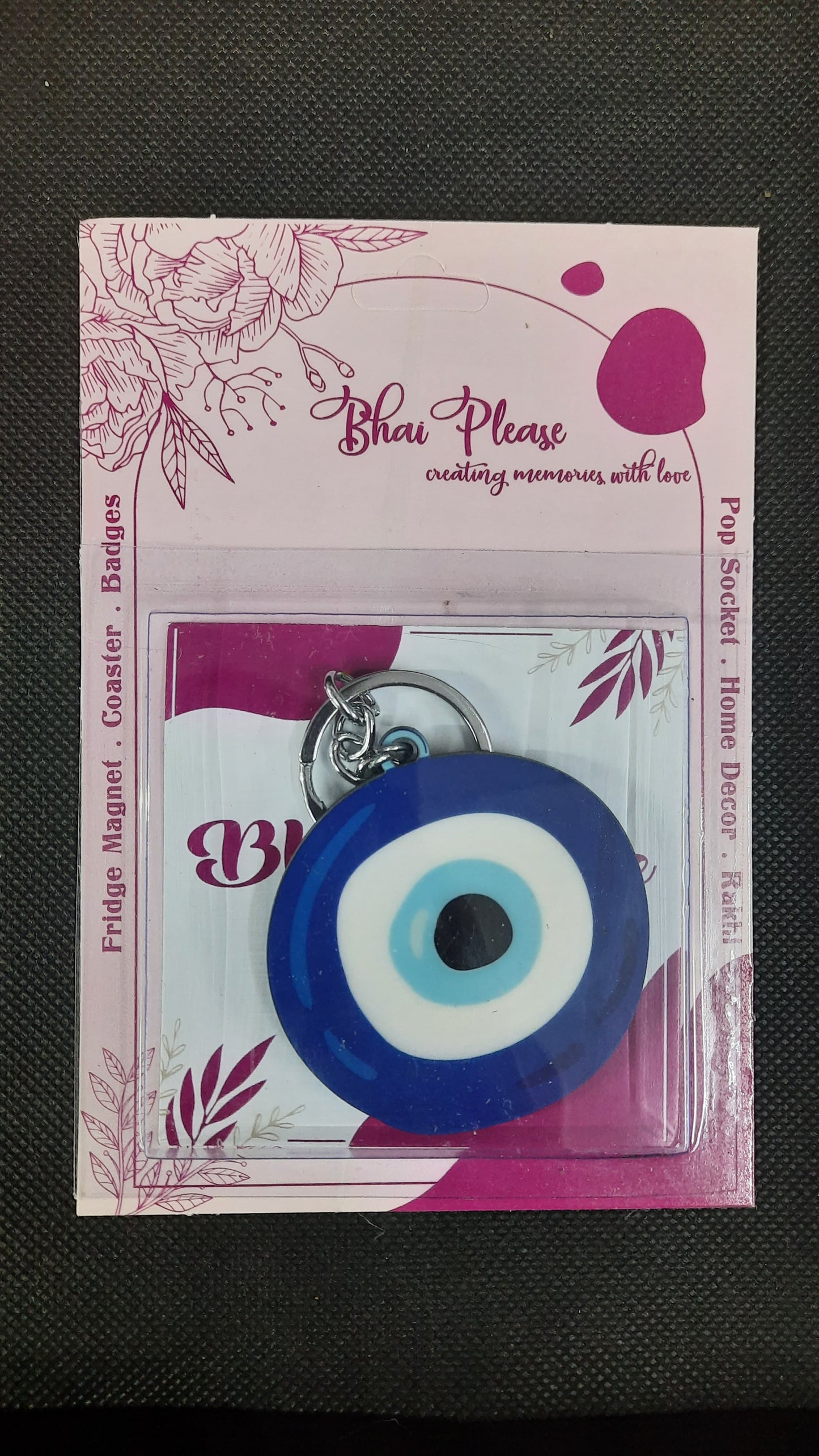 Evil Eye Wooden Keychain