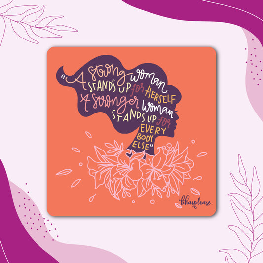 A Strong woman Stands Up for Herself Wooden Fridge Magnet