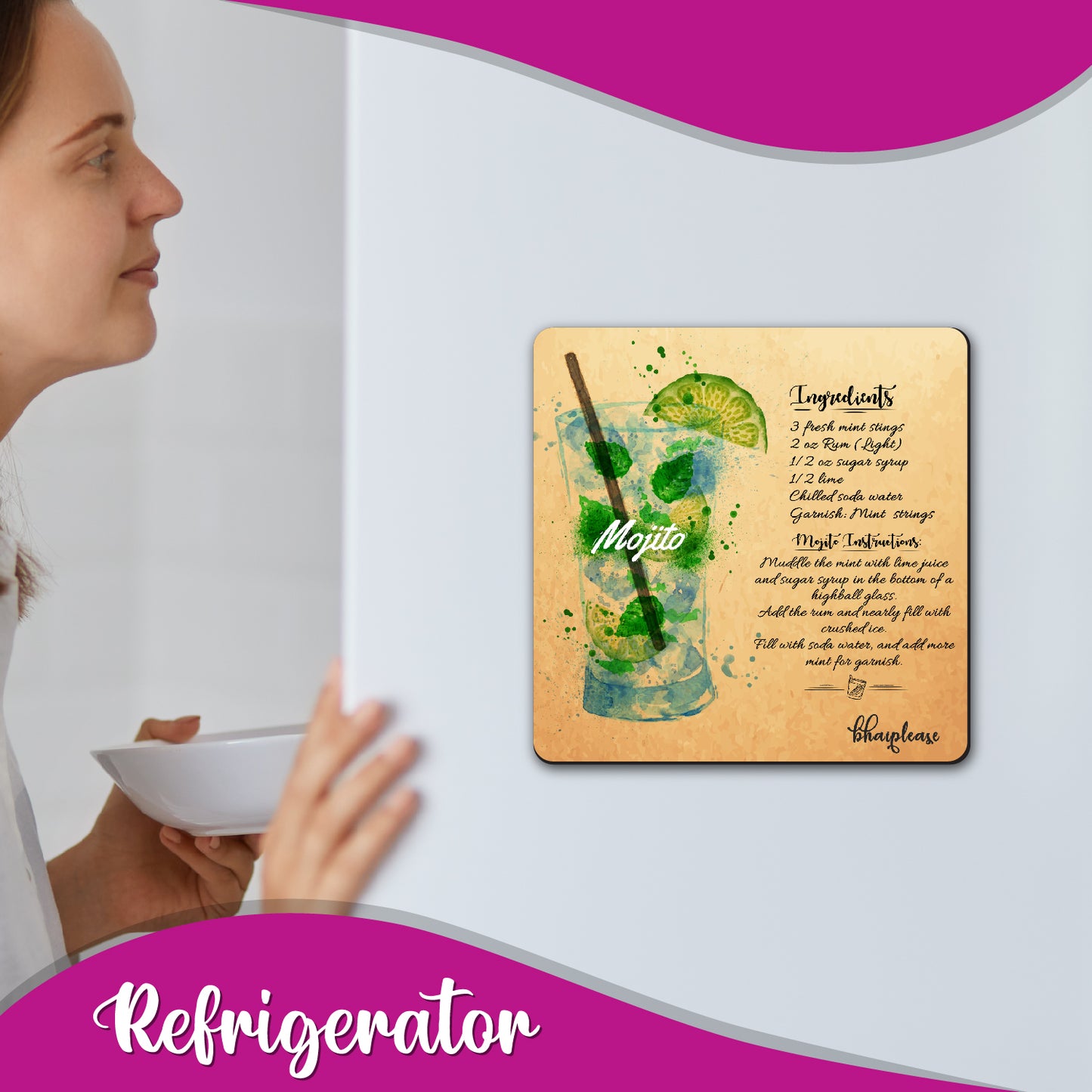 Mojito Cocktail Fridge Magnet