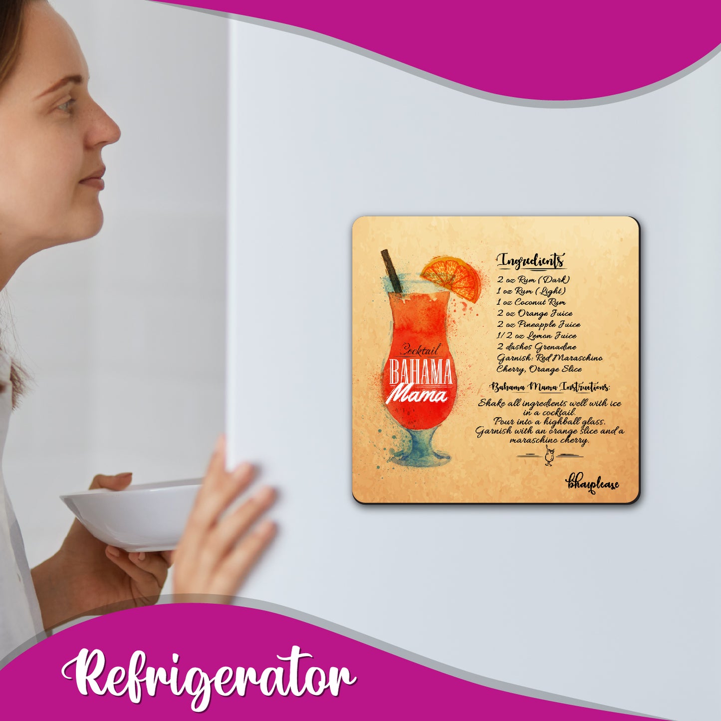 Bahama Mama Cocktail Fridge Magnet