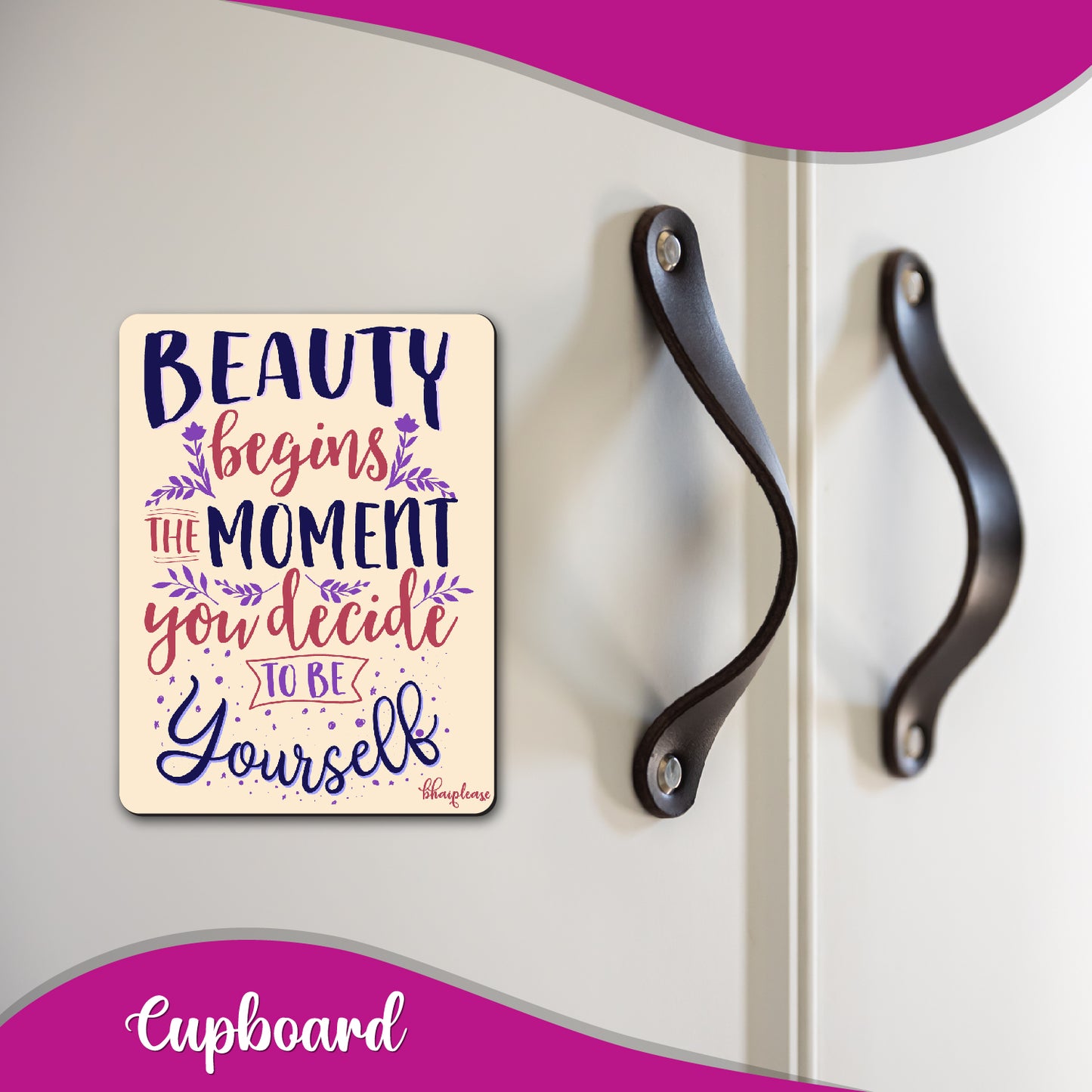 Beauty Begins Quote Fridge Magnet