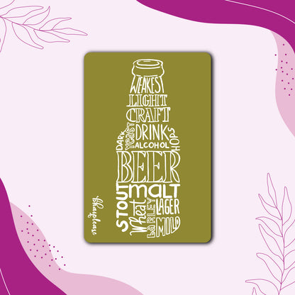 Beer Bottle Typography Fridge Magnet Green