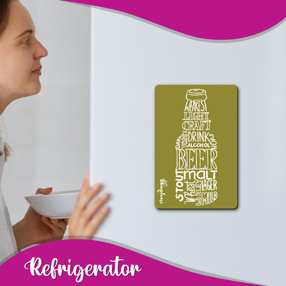 Beer Bottle Typography Fridge Magnet Green
