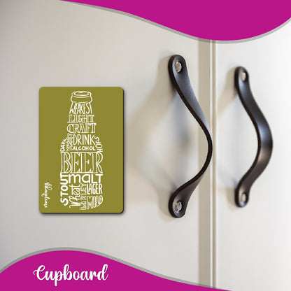 Beer Bottle Typography Fridge Magnet Green