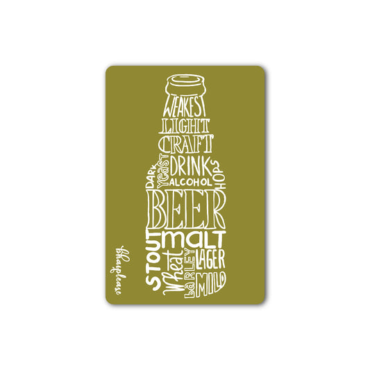 Beer Bottle Typography Fridge Magnet Green