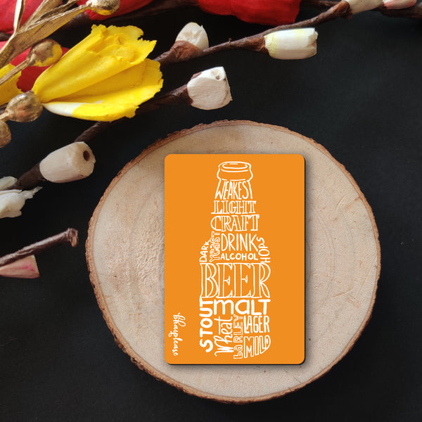 Beer Bottle (Orange) Wooden Fridge Magnet