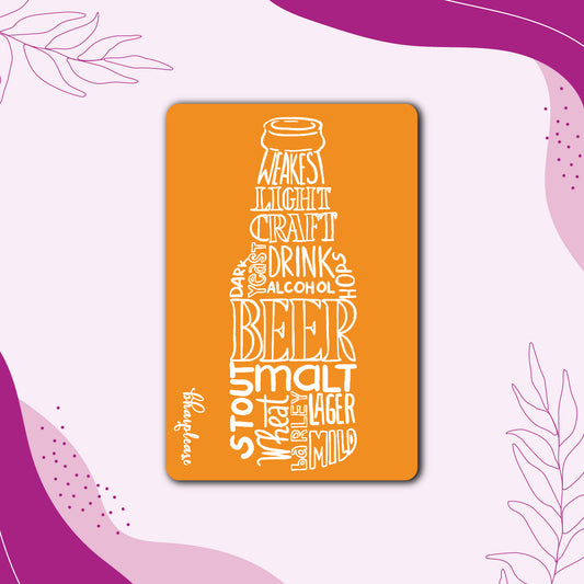 Beer Bottle (Orange) Wooden Fridge Magnet