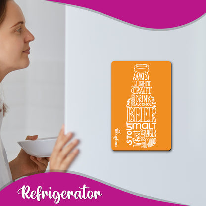 Beer Bottle (Orange) Wooden Fridge Magnet