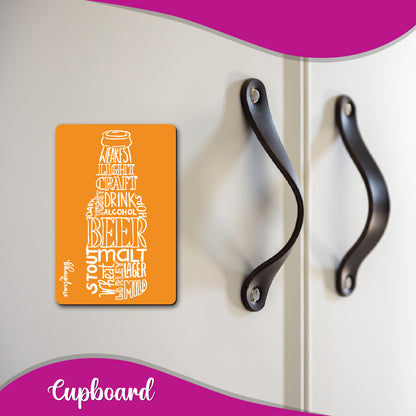 Beer Bottle (Orange) Wooden Fridge Magnet