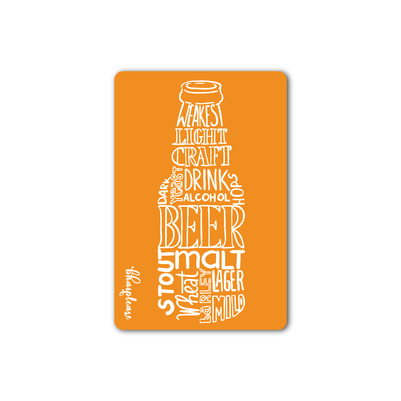 Beer Bottle (Orange) Wooden Fridge Magnet