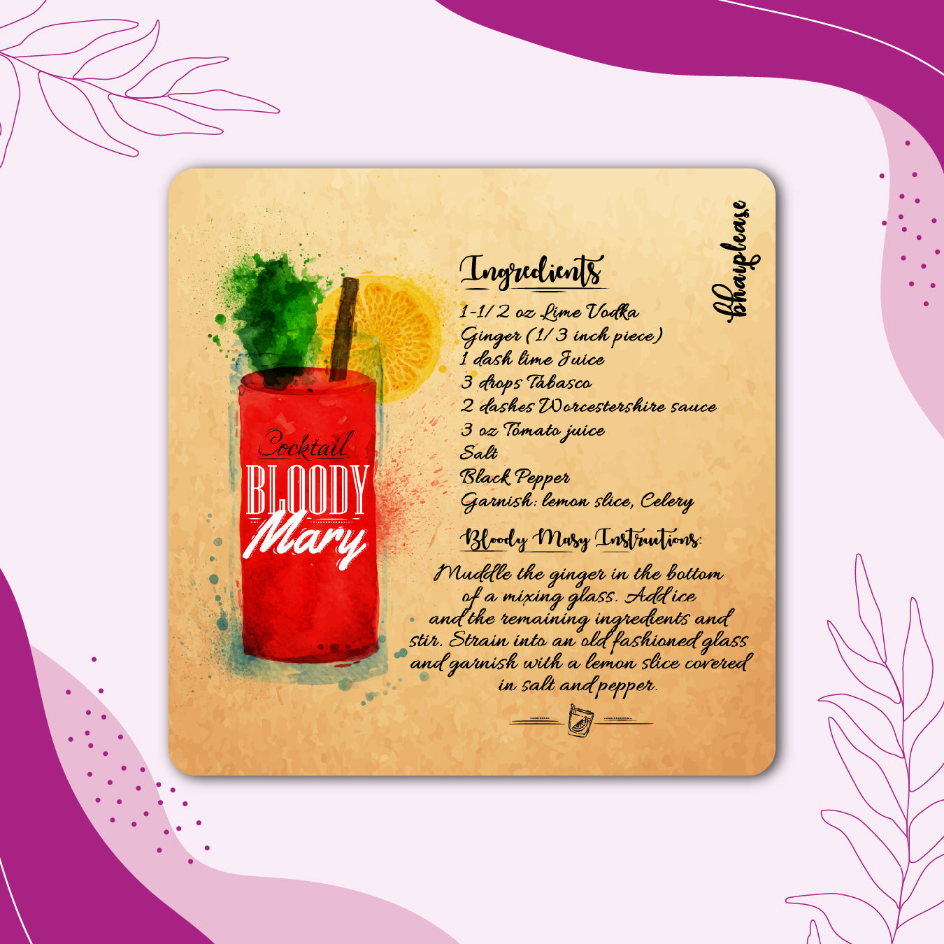 Bloody Mary Cocktail Fridge Magnet