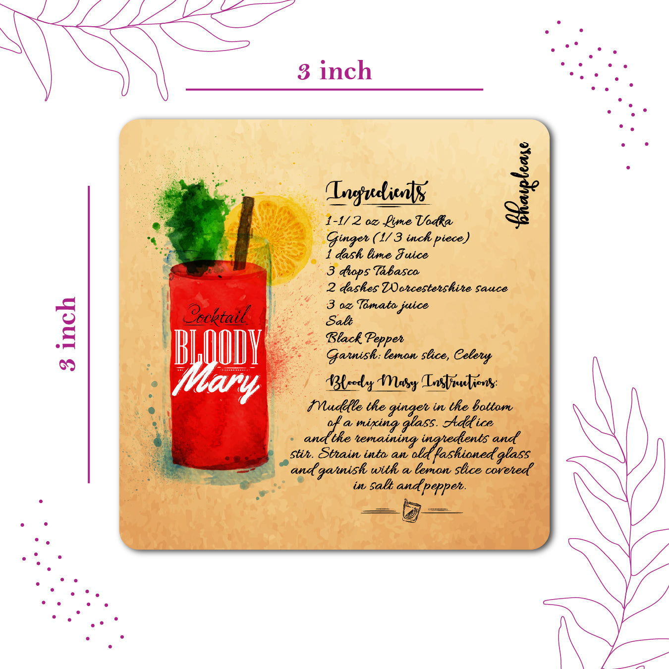 Bloody Mary Cocktail Fridge Magnet