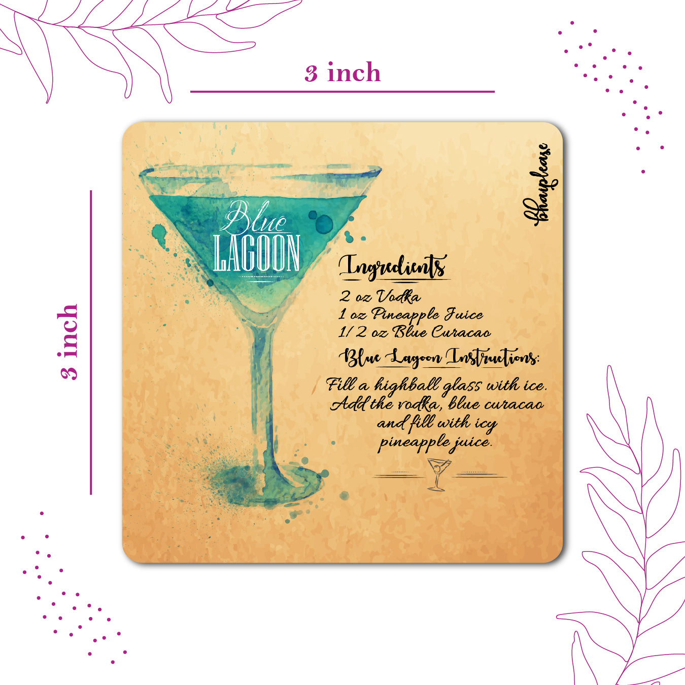 Blue Lagoon Cocktail Fridge Magnet