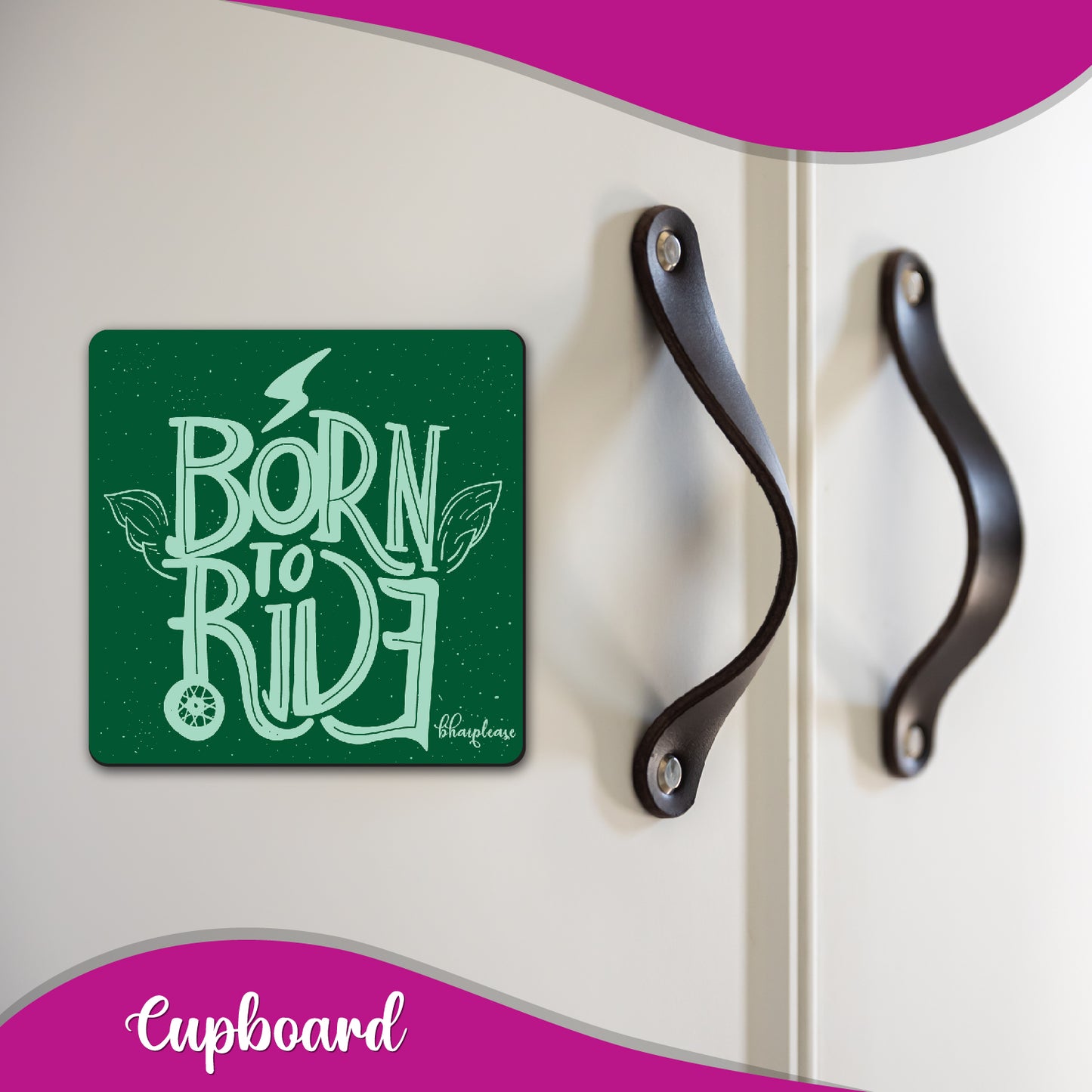 Born To Ride Fridge Magnet Green
