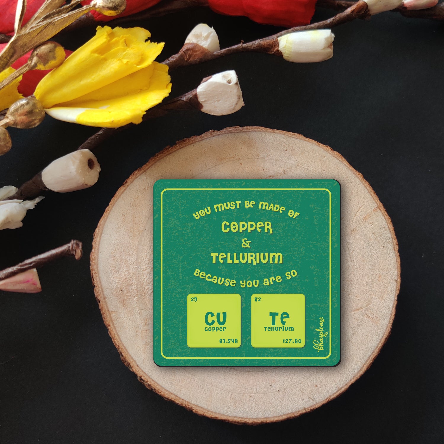 Cu & Te Wooden Fridge Magnet