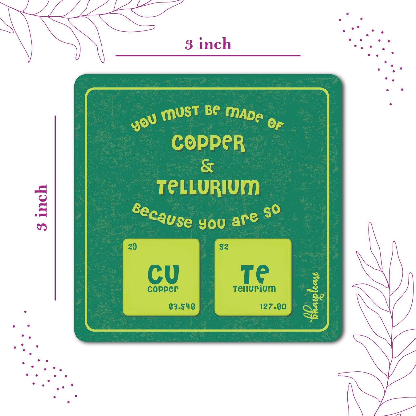 Cu & Te Wooden Fridge Magnet