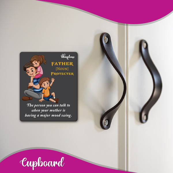 Father is Protector Wooden Fridge Magnet