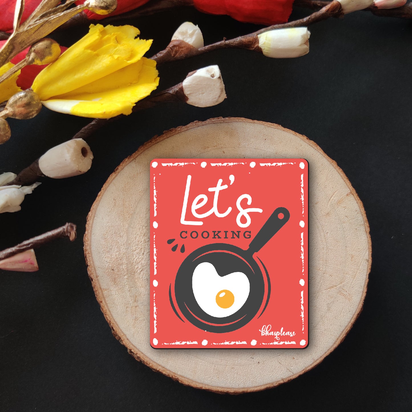 Lets Cooking Wooden Fridge / Refrigerator Magnet