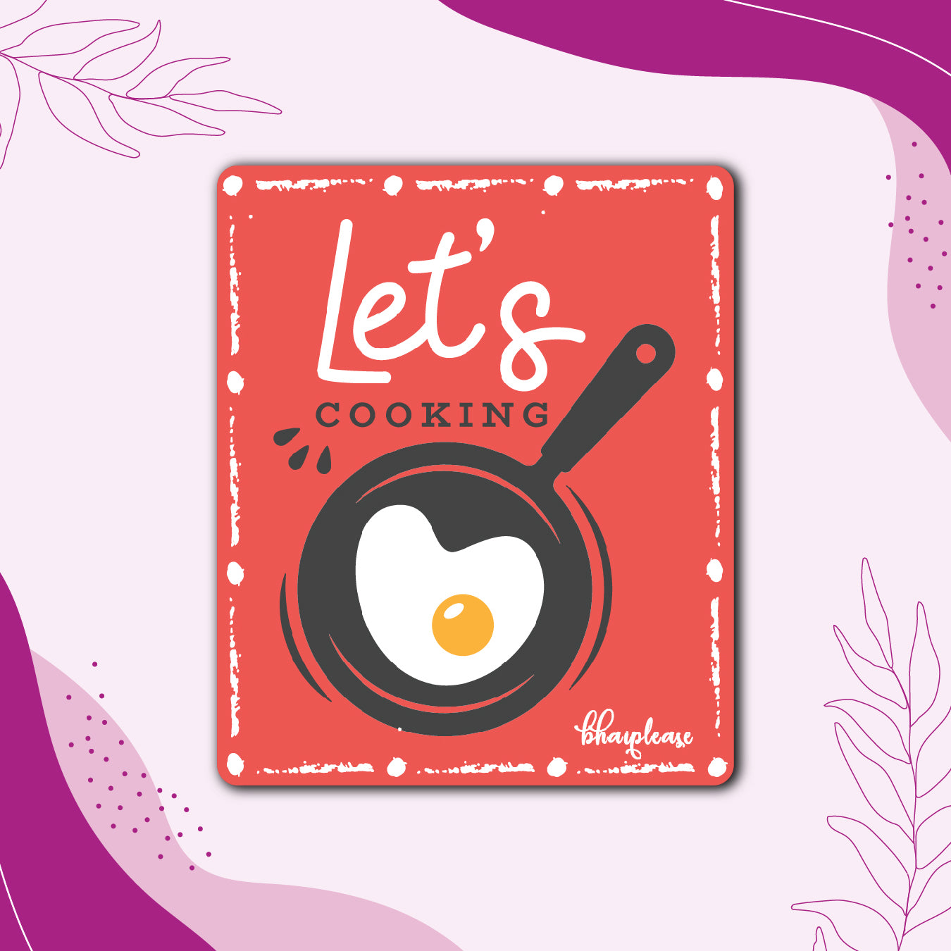 Lets Cooking Wooden Fridge / Refrigerator Magnet