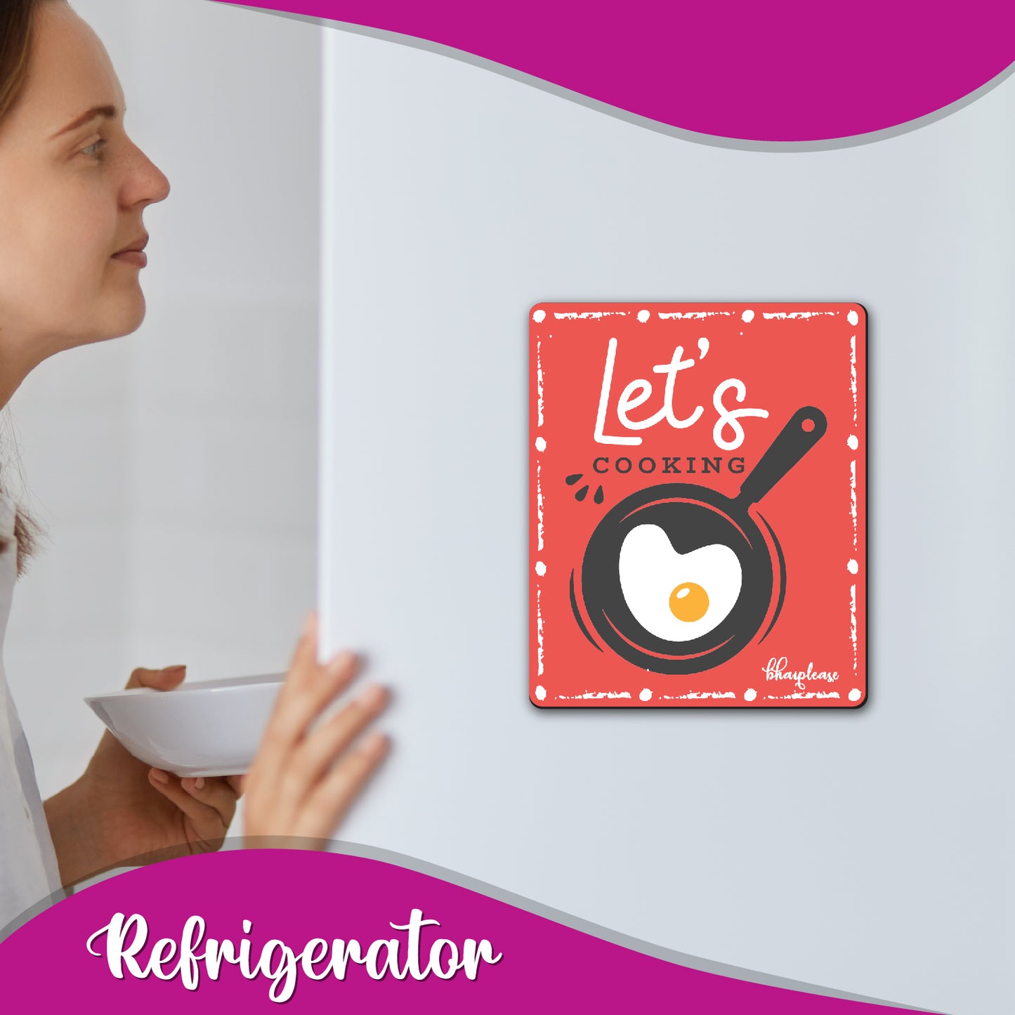 Lets Cooking Wooden Fridge / Refrigerator Magnet