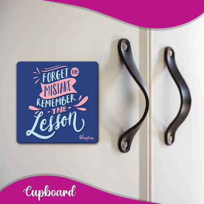 Forget Mistake Remember Lesson Fridge Magnet Blue