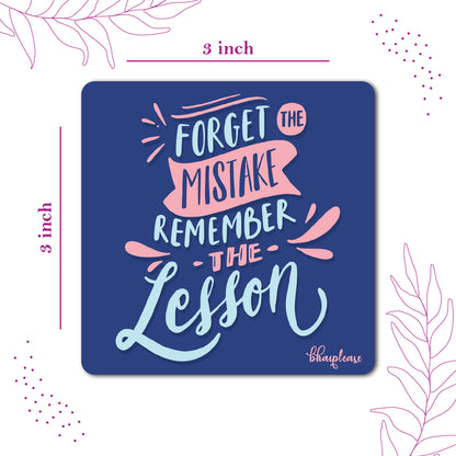 Forget Mistake Remember Lesson Fridge Magnet Blue