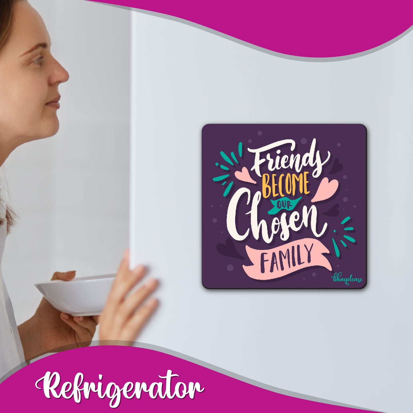 Friends Become Our Chosen Family Wooden Fridge Magnet