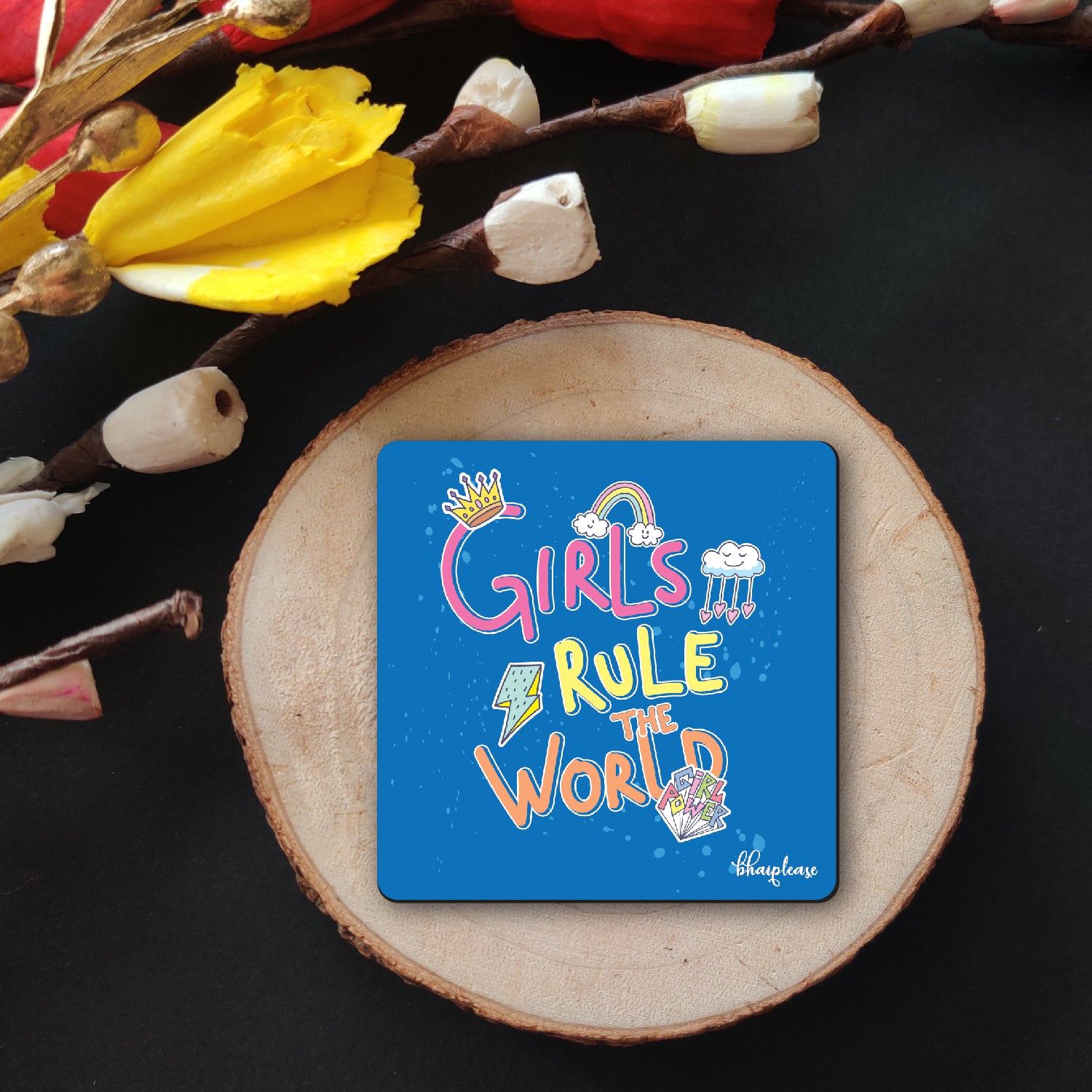 Girls Rule the World Wooden Fridge Magnet