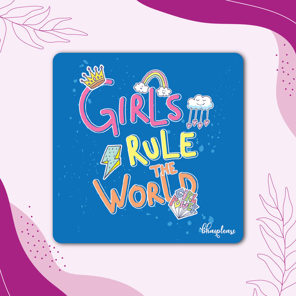 Girls Rule the World Wooden Fridge Magnet