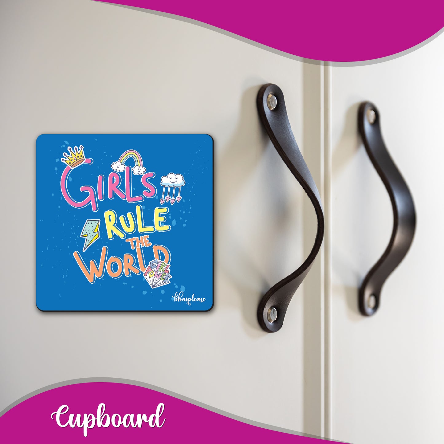 Girls Rule The World Fridge Magnet