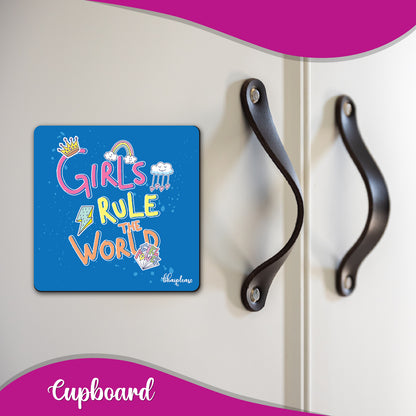 Girls Rule The World Fridge Magnet