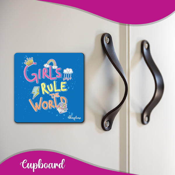 Girls Rule the World Wooden Fridge Magnet