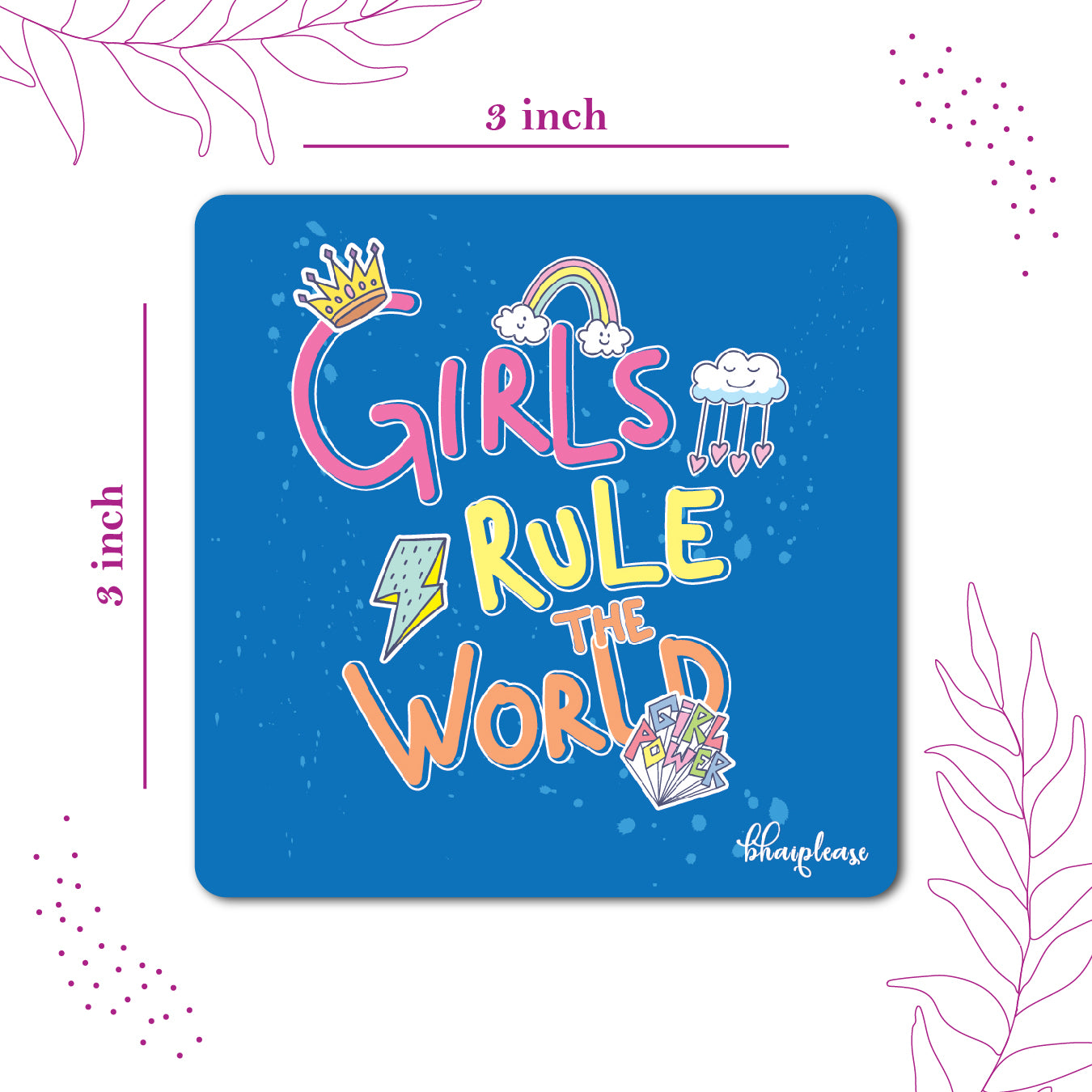 Girls Rule The World Fridge Magnet