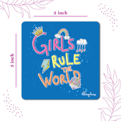 Girls Rule The World Fridge Magnet