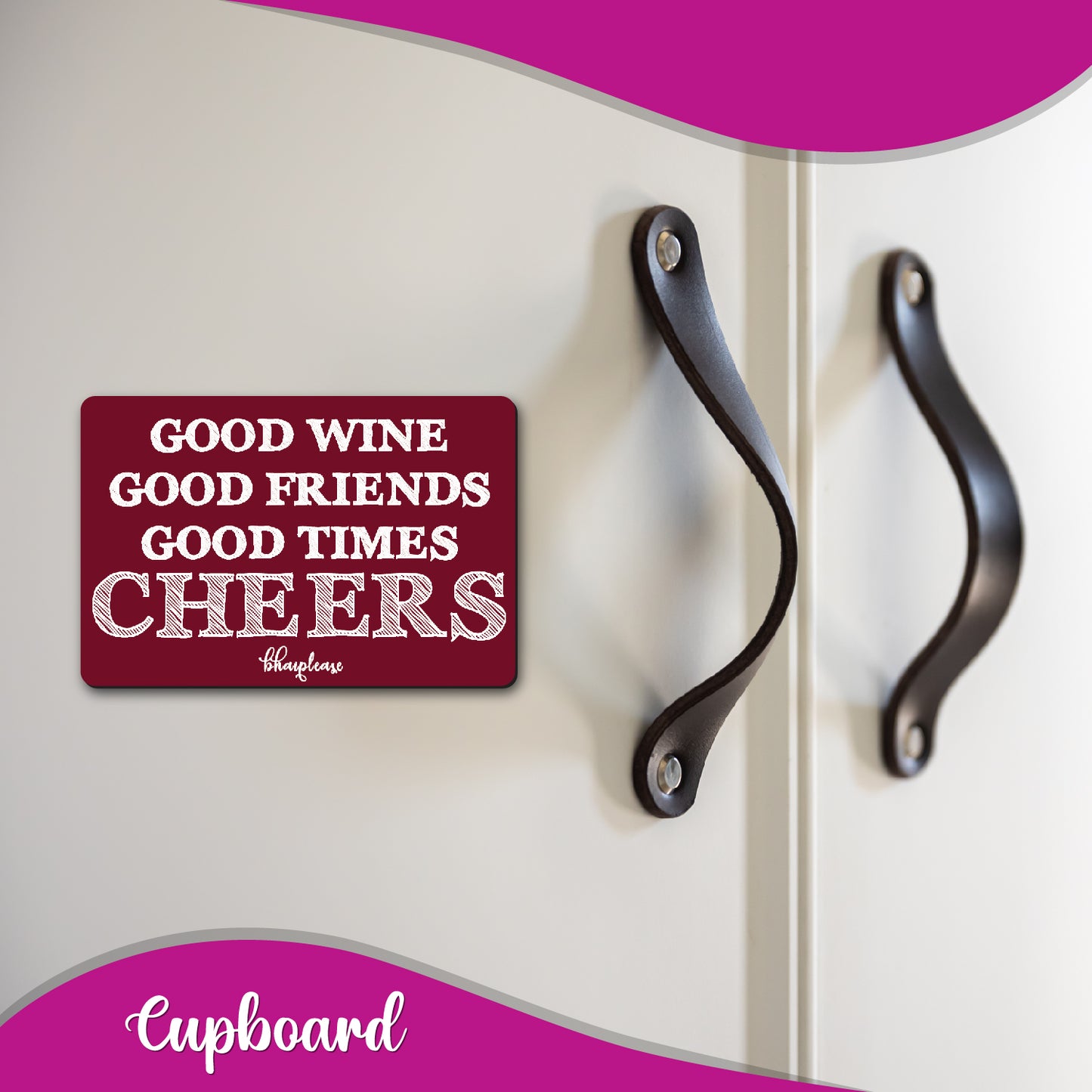 Good Wine Good Friends Cheers Fridge Magnet Burgundy