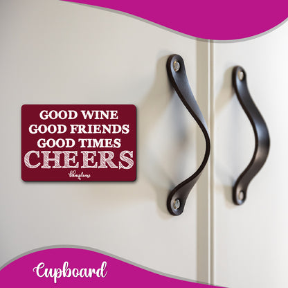 Good Wine Good Friends Cheers Fridge Magnet Burgundy
