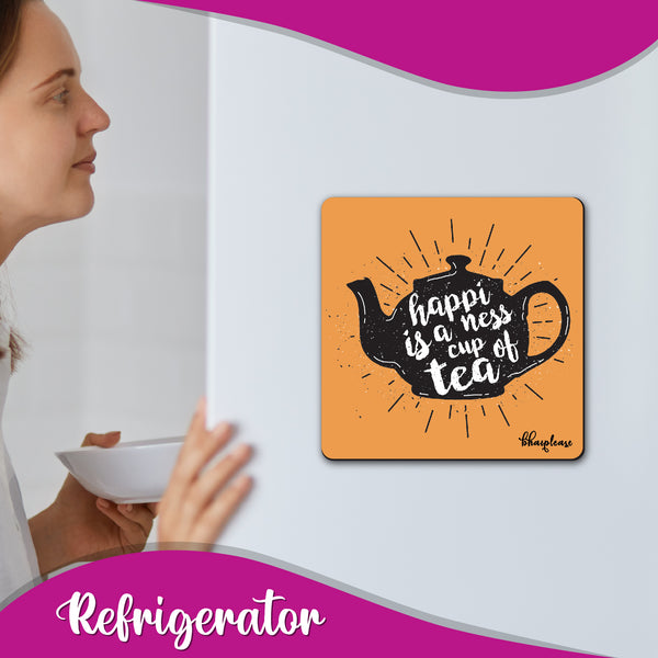 Happiness is Cup of Tea Wooden Fridge Magnet
