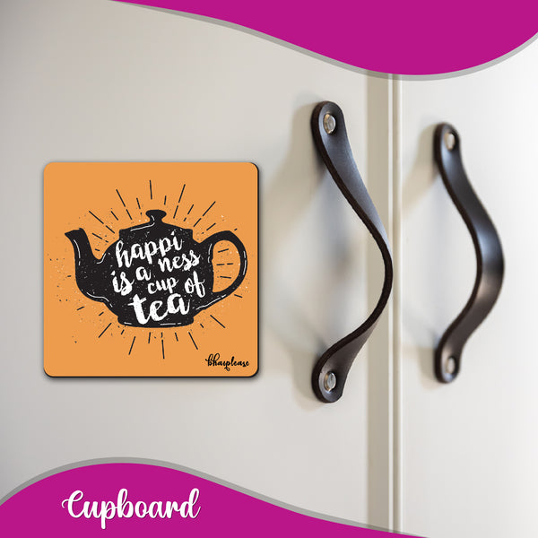Happiness is Cup of Tea Wooden Fridge Magnet