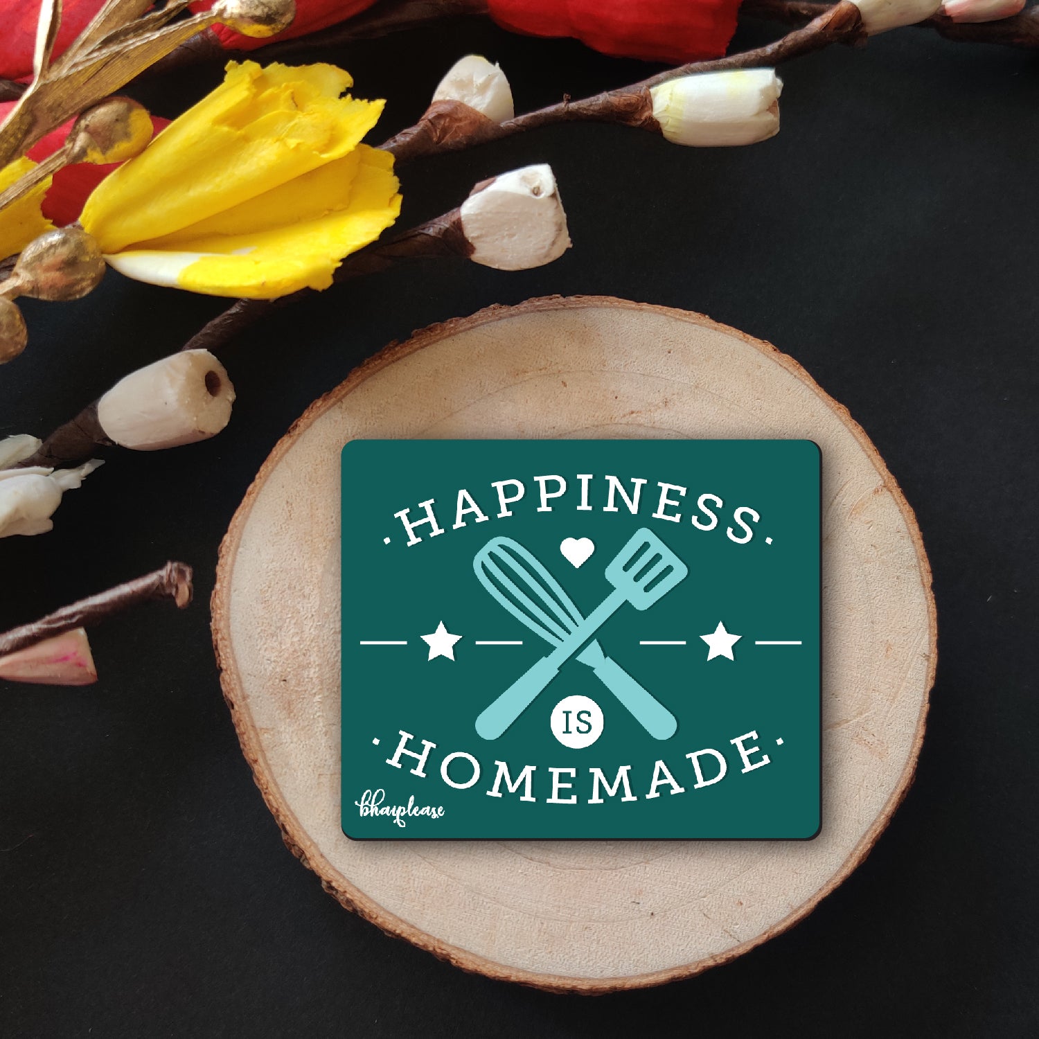 Happiness is Homemade Wooden Fridge Magnet