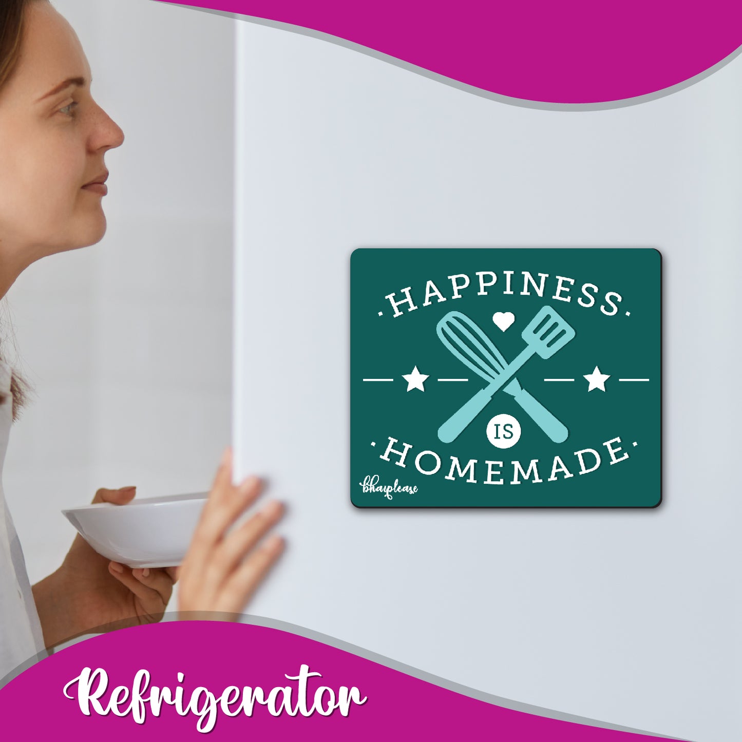 Happiness is Homemade Wooden Fridge Magnet