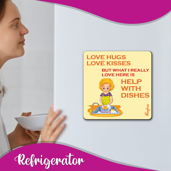 Help with Dishes Wooden Fridge Magnet