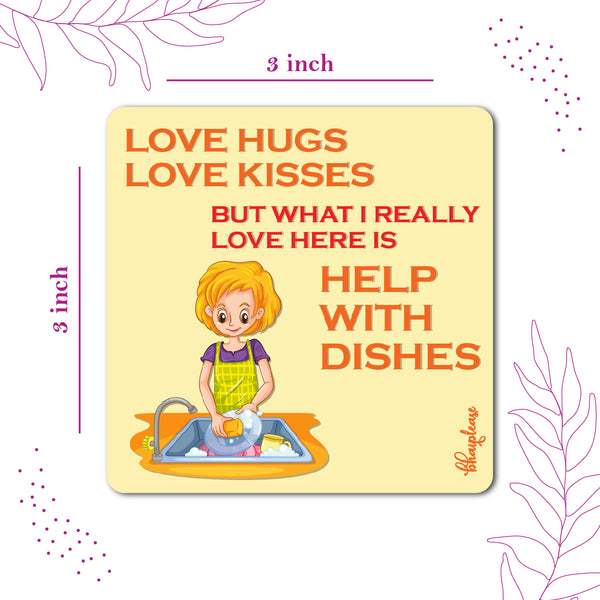Help with Dishes Wooden Fridge Magnet
