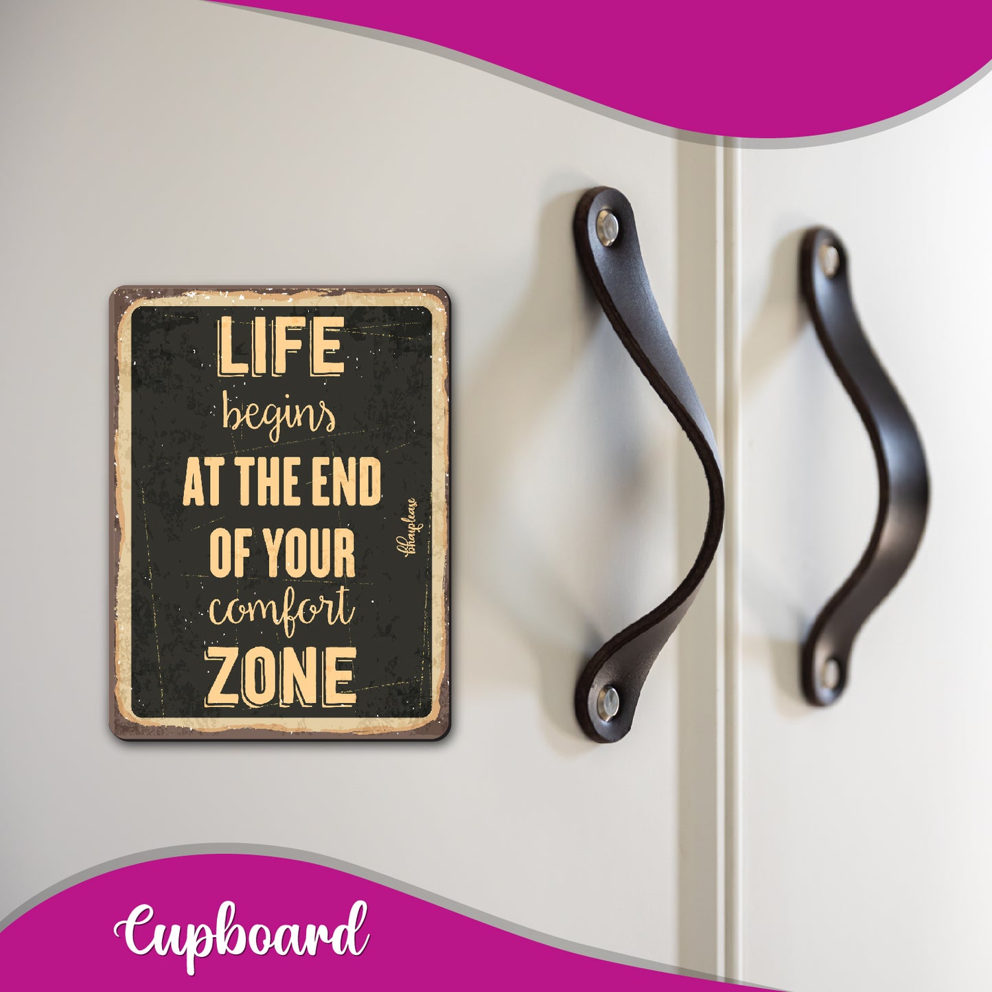 Life Begins at The end of Your Comfort Zone Wooden Fridge / Refrigerator Magnet
