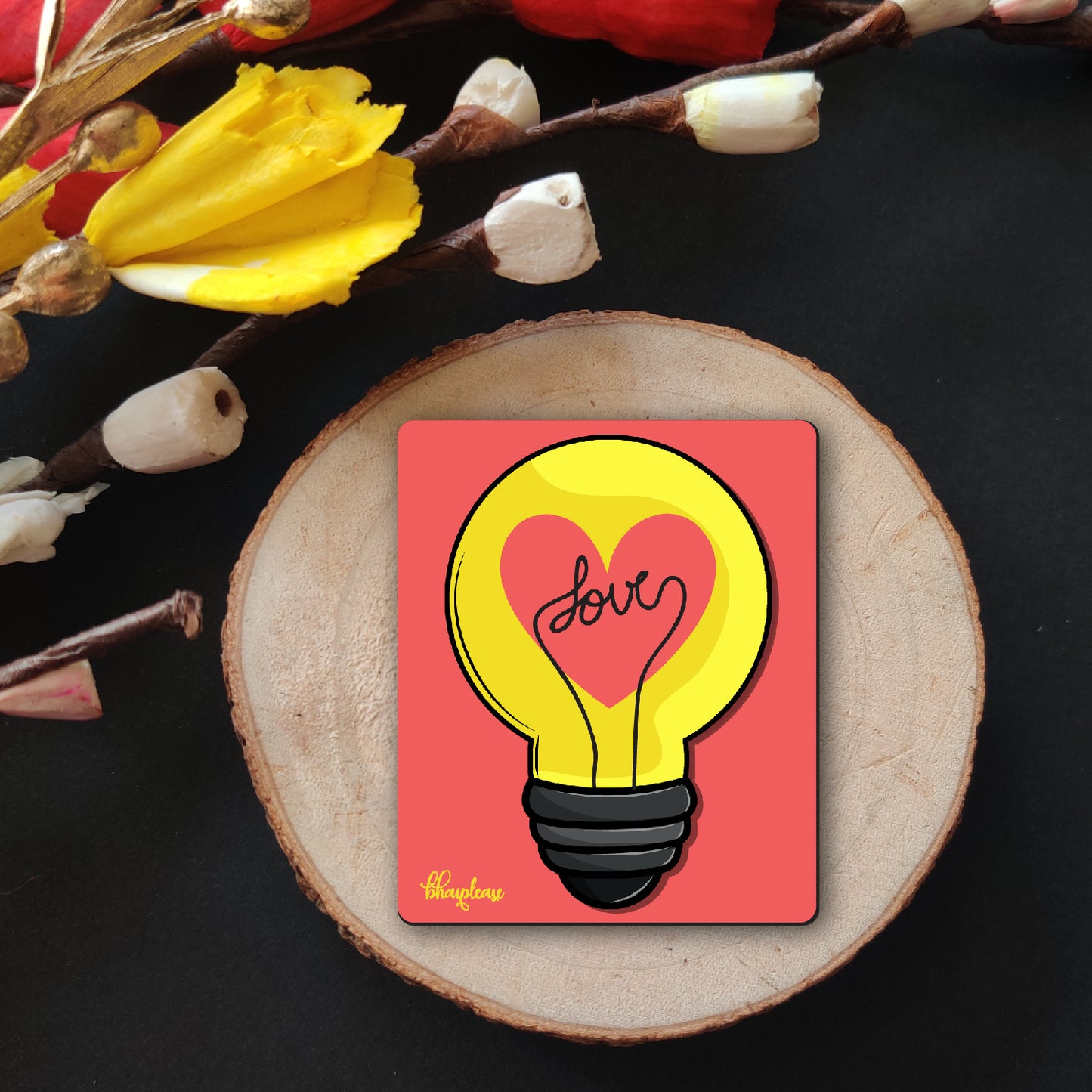 Love Bulb Wooden Fridge / Refrigerator Magnet