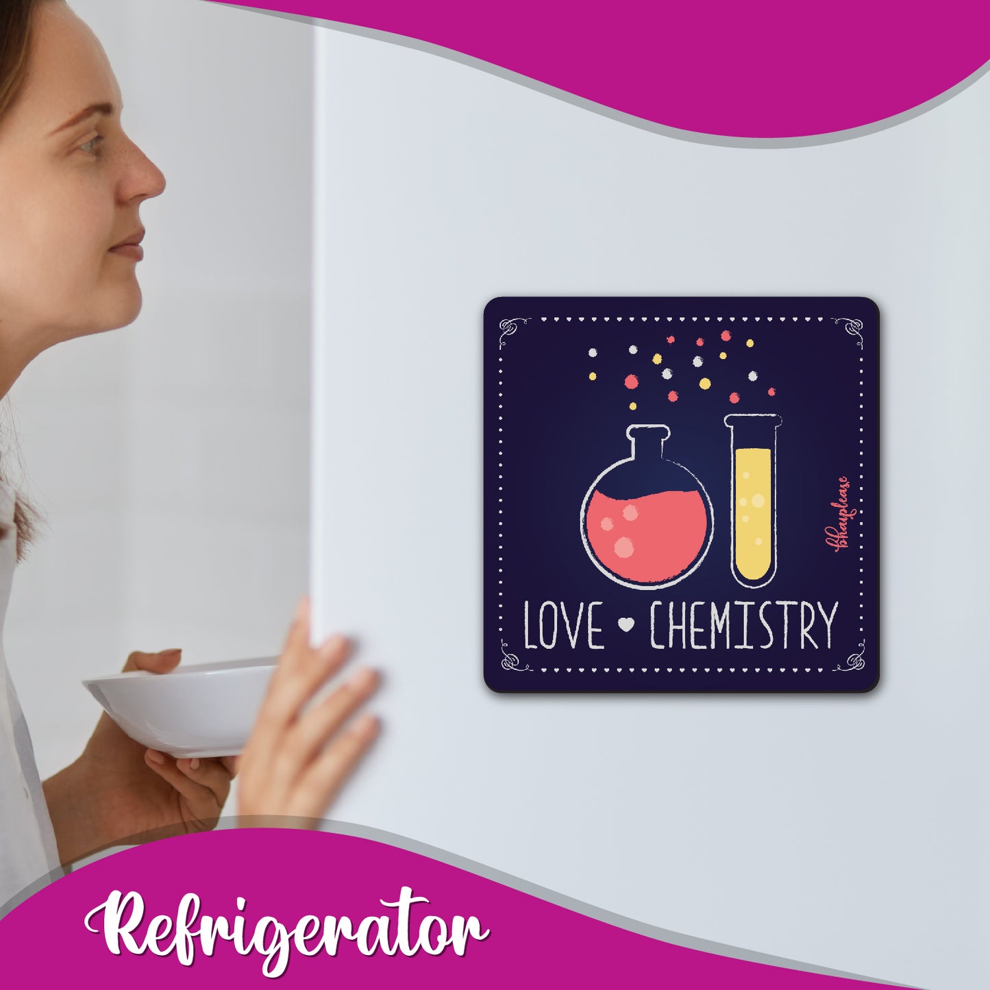 Love Chemistry Wooden Fridge / Refrigerator Magnet