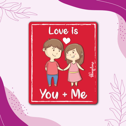 Love is You and Me Wooden Fridge / Refrigerator Magnet