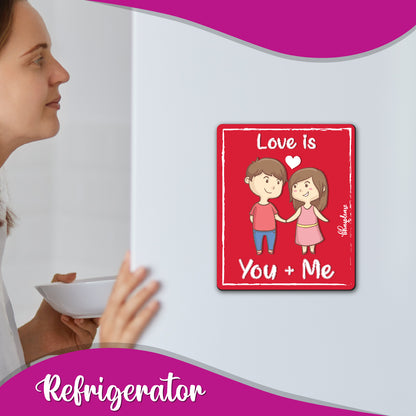 Love is You and Me Wooden Fridge / Refrigerator Magnet